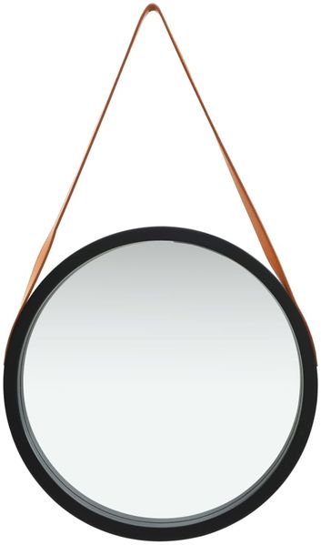 Wandspiegel, Badspiegel mit Gürtel 50 cm Schwarz de6964