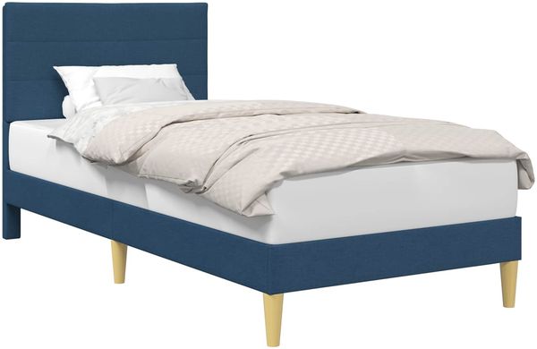 vidaXL Bettrahmen mit Kopfteil Blau 90 x 200 cm Stoff 42027563 Bild 2