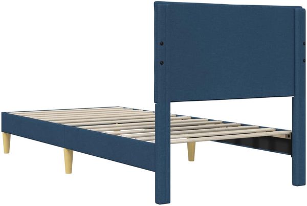 vidaXL Bettrahmen mit Kopfteil Blau 90 x 200 cm Stoff 42027563 Bild 6