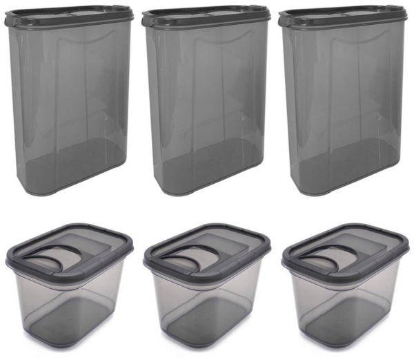 HAC24 Vorratsdose Schüttdose Aufbewahrungsdose Aufbewahrungsdose Streudosen, Kunststoff, (3x 1,3L, 3x2,8L), mit Deckel