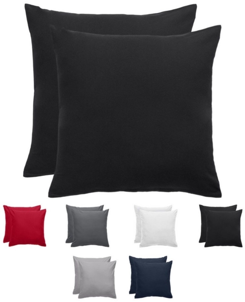 Komfortec Kissenbezug 40x40 2er Set - 100% Mikrofaser, Weich & Atmungsaktiv, mit Reißverschluss - Kopfkissenbezug - Waschbar & Pflegeleicht - Schwarz