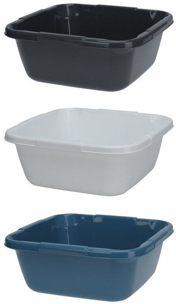 HAC24 Schüssel 3x Spülschüssel Waschschüssel Spüle Camping Abwaschschüssel, Kunststoff, Eckig 6 Liter 29 x 29 x 12 cm