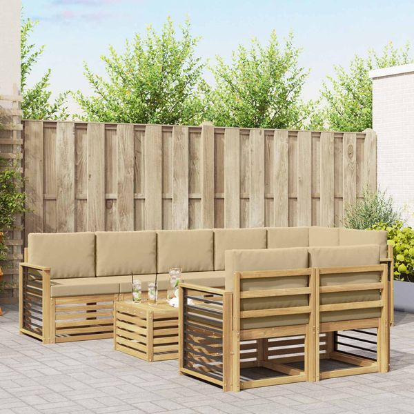 vidaXL Outdoor-Sofagarnitur 9 pcs Weiß und Beige 59 x 59 x 37 cm 3392088