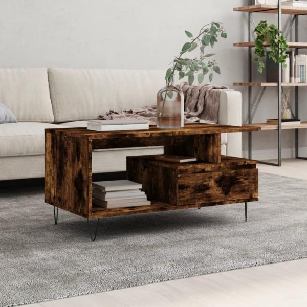vidaXL Couchtisch Räuchereiche 90x49x45 cm Holzwerkstoff 831025