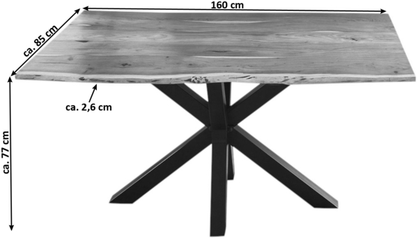Baumkante Esstisch Akazienholz massiv Metallgestell Natur 160x85 cm schwarz QUINCY 524779 Bild 7