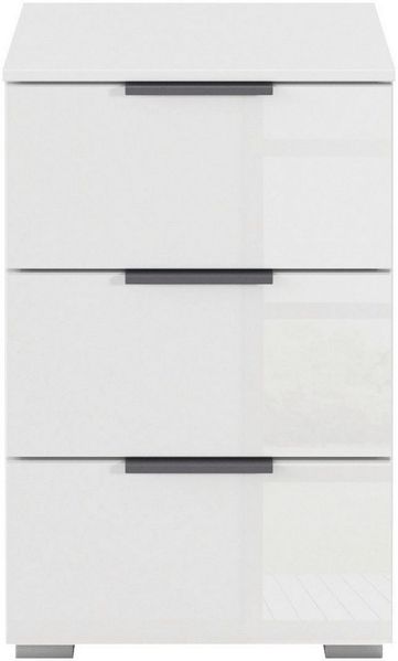 OTTO home Nachtkommode Nachttisch Nachtschrank Nachtkonsole AGORDO mit Glasfront (in zwei Griff-Farben, Breite 40 cm), mit 3 geräumigen Schubladen für viel Stauraum MADE IN GERMANY