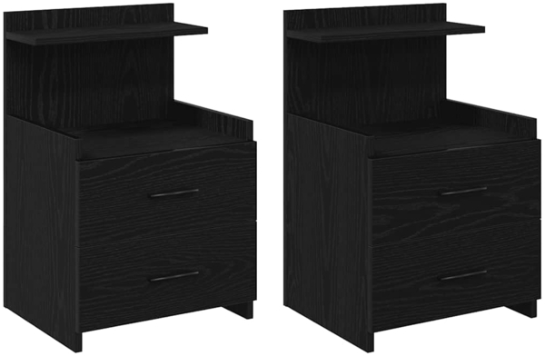 vidaXL Nachttische 2 Stk. mit 2 Schubladen Schwarz 40x36,5x62 cm 858635