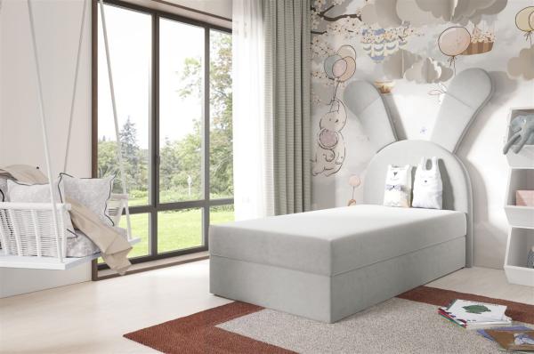 Kinderbett Polsterbett Bett MATILDA 100x200 cm in Stoff Magic Velvet Grau