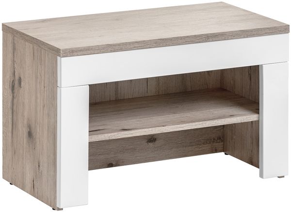 Diele Schuhschrank ohne Kissen Gustavo F in Eiche Wellington und Weiß 60x44 cm