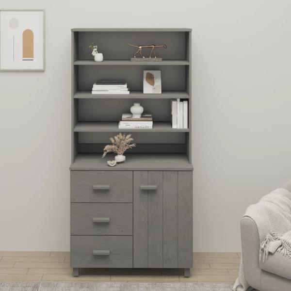 vidaXL Highboard Massivholz Kiefer Hellgrau [3100925]