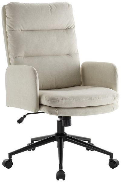 IWMH Bürostuhl Ergonomisch Schreibtischstuhl, Höhenverstellbar Drehstuhl mit Rollen, Lesesessel aus Stoff, Schminktisch Stuhl mit Höher Rückenlehne