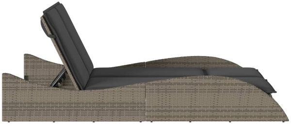 vidaXL Sonnenliege mit Auflagen Grau 114x205x73 cm Poly Rattan 368289 Bild 5