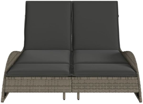 vidaXL Sonnenliege mit Auflagen Grau 114x205x73 cm Poly Rattan 368289 Bild 4