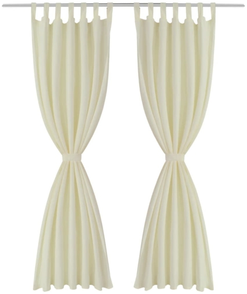 vidaXL Vorhänge Gardinen aus Satin 2-teilig, Polyester Creme, 140x175 cm