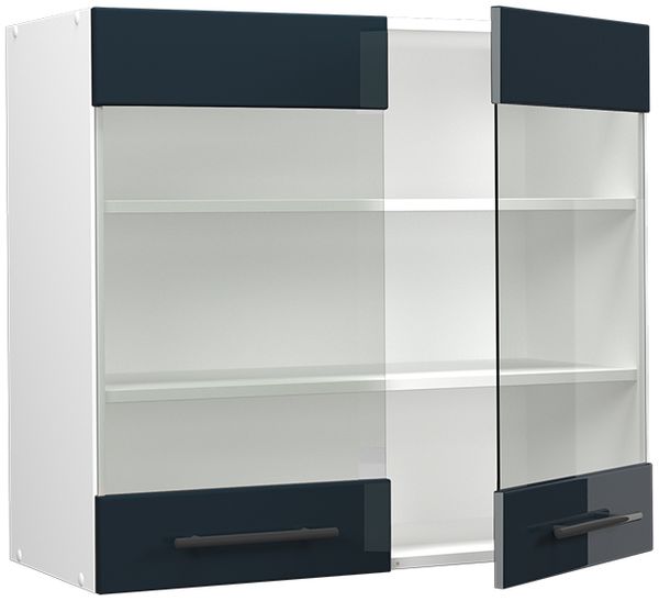 Küchenglasschrank Fame-Line Dunkelblau Hochglanz 80 cm Vicco Bild 4