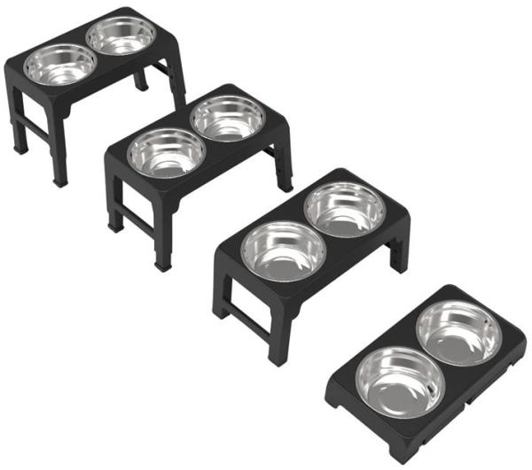 Estexo Hundenapf höhenverstellbar, Edelstahl / Kunststoff silber / schwarz, 44 x 24 x 8 cm