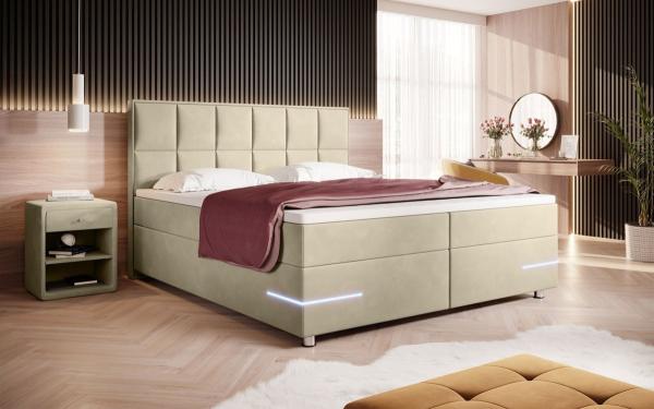 Boxspringbett Lea mit LED (Samt) 140x200 Beige H2 Bild 3