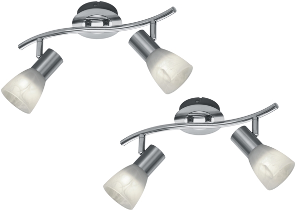 2er SET 2-flammige Deckenstrahler Silber, Glasschirme schwenkbar Breite 33cm Bild 2