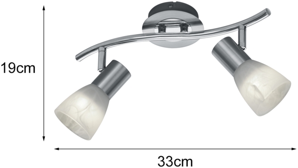 2er SET 2-flammige Deckenstrahler Silber, Glasschirme schwenkbar Breite 33cm Bild 4