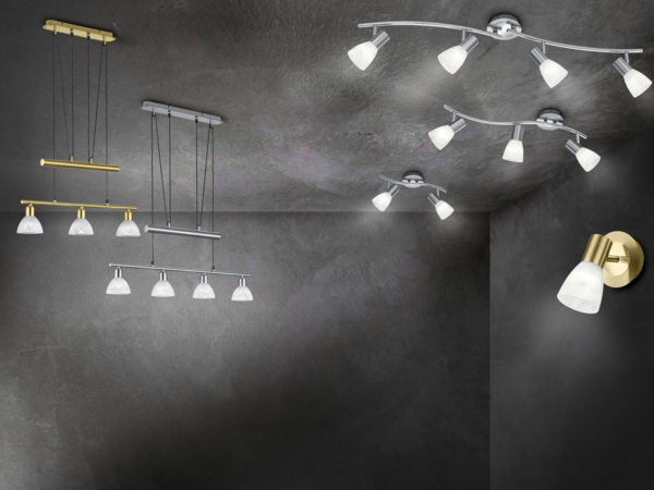 2er SET 2-flammige Deckenstrahler Silber, Glasschirme schwenkbar Breite 33cm Bild 6