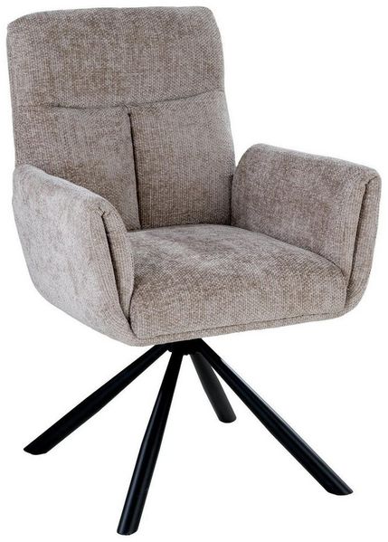 Stolkom Sp.z.o.o. Esszimmerstuhl SOFIA BASE, Beige, Schwarz, Webstoff, Metall, (1 St), 180 Grad drehbar mit Rückholfunktion, B 61 x H 93 x T 67 cm