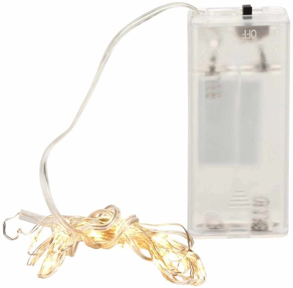 CEPEWA LED-Lichterkette, Batterie Draht silber 10 LED warmweiß 0,9m Innen