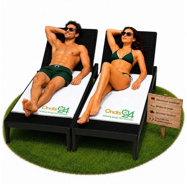 ONDIS24 Gartenliege Sonnenliege Sirolo anthrazit Rattanoptik aus UV-beständigem Kunststoff, 2 St, 60 x 186 x 29 cm mit verstellbarer Rückenlehne für Terrasse & Pool