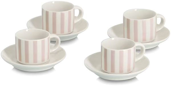 ZELLER 26533 Espresso-Set STRIPES, 8-tlg, Porzellan, beige