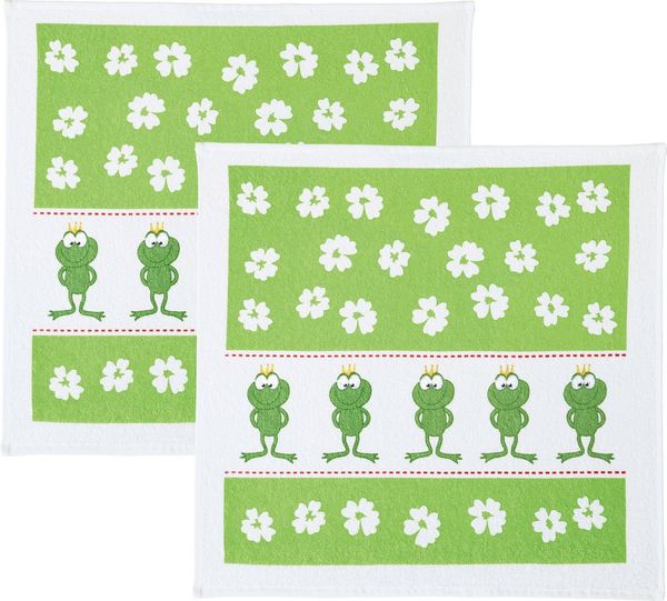 Kracht Geschirrtuch Frottier-Geschirrtuch 2er-Pack, Baumwolle Motiv