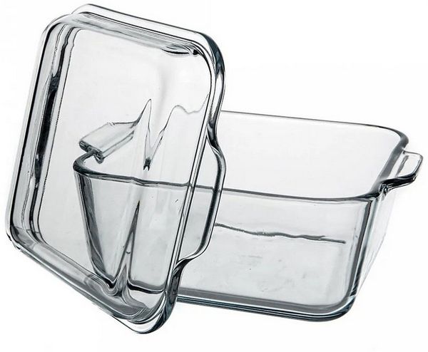 Pasabahce Auflaufform Borcam Glas-Auflaufform mit Deckel 1000 ml 174 × 147 mm, Borosilikatglas, (2-St), für Heißluftfritteusen geeignet (maßabhängig), ofenfest, mit Deckel