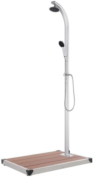 vidaXL Gartendusche mit Brauner Bodenplatte 220 cm Aluminium 3070781