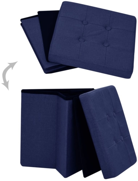 vidaXL Hocker mit Stauraum Blau Leinenoptik 338767 Bild 6