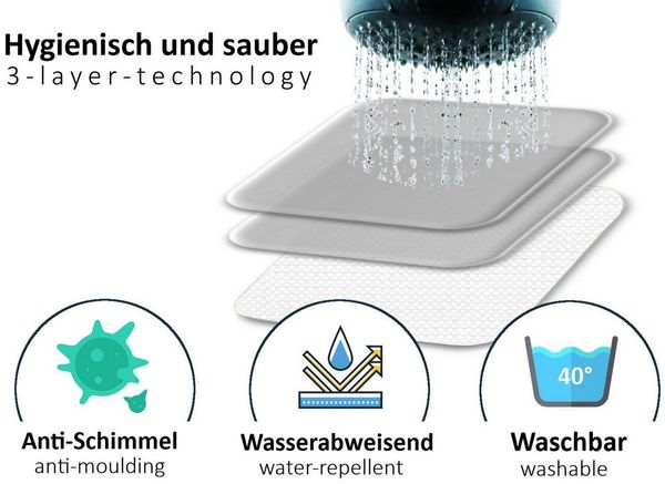 arteneur® - Japan - Anti-Schimmel Duschvorhang 120x180 - Recycelt mit Öko-Tex Standard 100 - Beschwerter Saum, Blickdicht, Wasserdicht, Waschbar, 8 Ringe & E-Book Bild 4