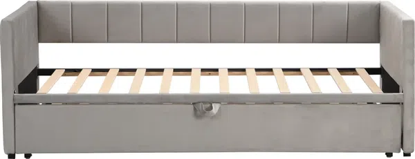 Schlafsofa, 90x200 cm/180x200 cm, Ausziehbett mit Bettfunktion, inkl. Lattenrost, Einzelbett, Doppelbett, Jugendbett, Samt Bild 10