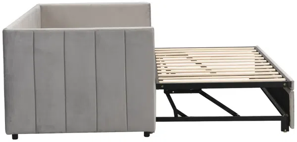 Schlafsofa, 90x200 cm/180x200 cm, Ausziehbett mit Bettfunktion, inkl. Lattenrost, Einzelbett, Doppelbett, Jugendbett, Samt Bild 8