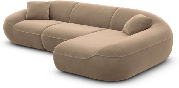 Ecksofa Solmare L Form aus Samtstoff - Samtstoff - braun - Rechts