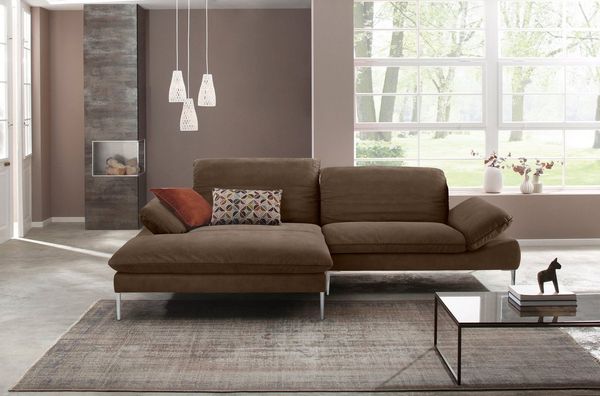 W.SCHILLIG Ecksofa enjoy&MORE, Designsofa, elegant und bequem, L-Form, mit Sitztiefenverstellung, Füße Chrom glänzend, Breite 294 cm