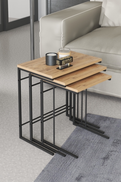 Beistelltisch 52 x 35 cm Spanplatte/metallprofil/pvc Braun 89321536 [en. casa]