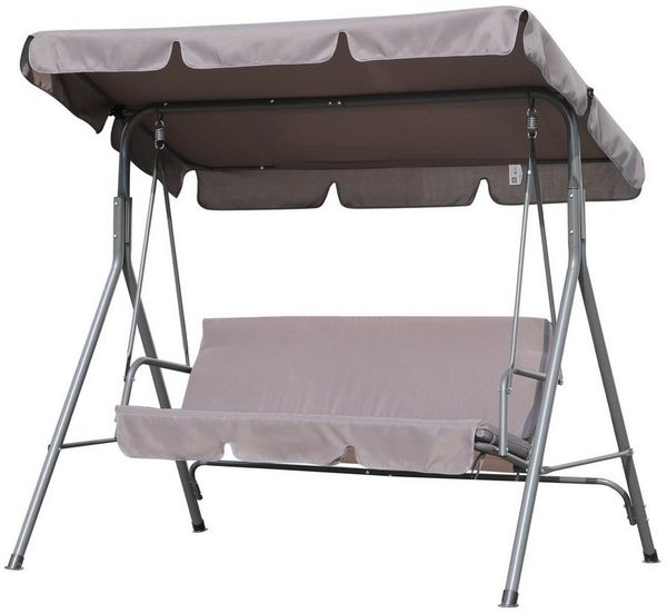 Angel Living Hollywoodschaukel 3-Sitzer Hollywoodschaukel Gartenschaukel mit neigbarem Sonnendach, 3-Sitzer, Aluminium Schaukelbank mit wetterfesten Polstern
