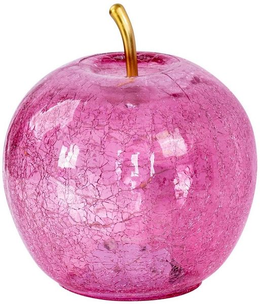 Levandeo® LED Dekolicht, LED Apfel H17cm Rosa Glas Dekolampe Timer Tischlampe Stimmungslicht