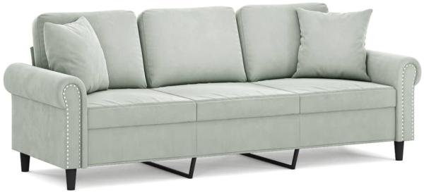 vidaXL 3-Sitzer-Sofa mit Zierkissen Hellgrau 180 cm Samt 3200955