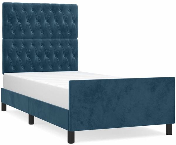 Einzelbettgestell Design für Erwachsene ohne Matratze Dunkelblau 100x200 cm Samt d4356e