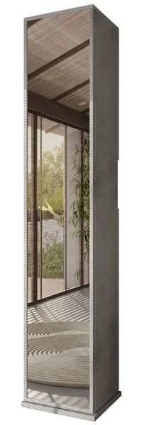 welltime Hochschrank Hamburg Höhe 185 cm, Breite 35/37 cm, Badschrank drehbar, 2 Türen, 1 Schubkasten, 1 offenes Fach, mit Spiegel, Metallhaken, Metallgriff