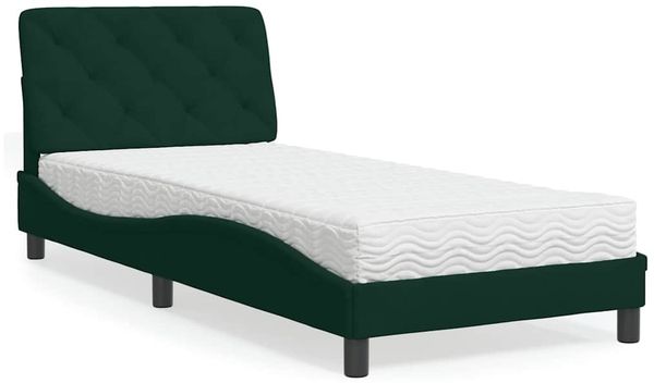 vidaXL Bett mit Matratze Dunkelgrün 90x200 cm Samt 3208637