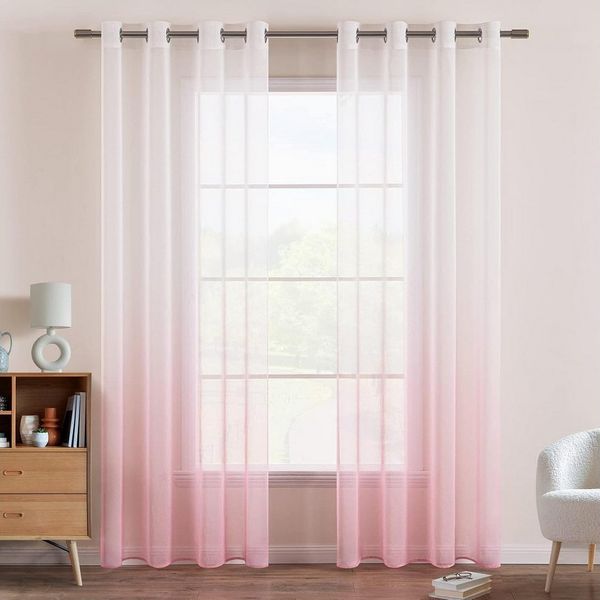 Agger Gardine Transparent Vorhänge Voile Sheer Vorhang mit Ösen Farbverlauf (2 St)