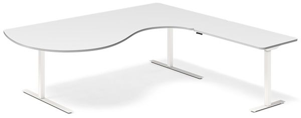 Höhenverstellbarer Tisch DNA hellgrau 2000x2200 mm rechts 3-Fuß/schwarz
