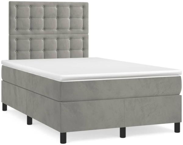 vidaXL Boxspringbett mit Matratze Hellgrau 120x190 cm Samt 3270019