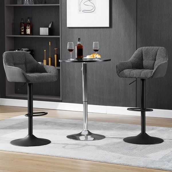 Woltu Barhocker (1 St), höhenverstellbar drehbar, Chenille Cord Metall