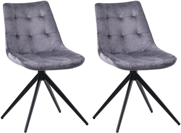 CLP 2er Set Esszimmerstuhl Merna schwenkbar und gepolstert,dunkelgrau Samt