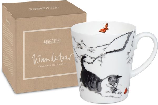 KÖNITZ 1152552811 Becher Wunderbar CATS im Geschenkkarton - 600 ml aus Bone China Porzellan